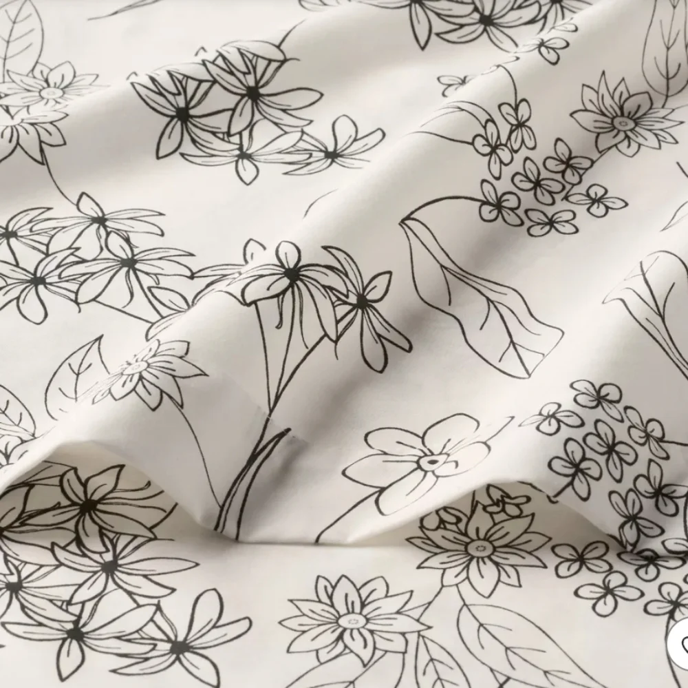 Room Essentials Cotton Blend Full Size 2pc Sheet Set - Dark Gray on White Floral